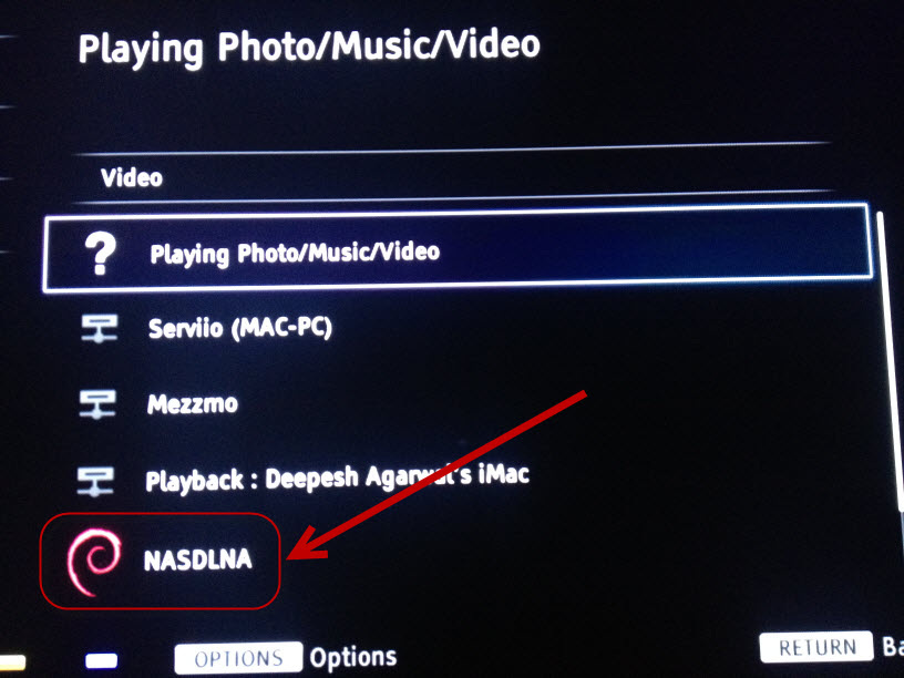 DLNA server detected by Sony Bravia