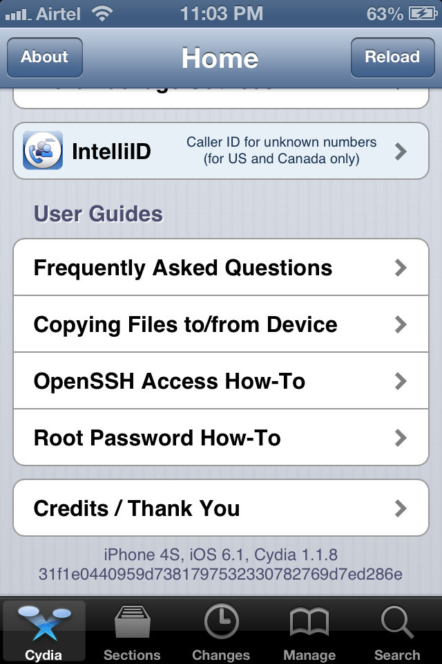 Cydia loaded on iOS 6.1