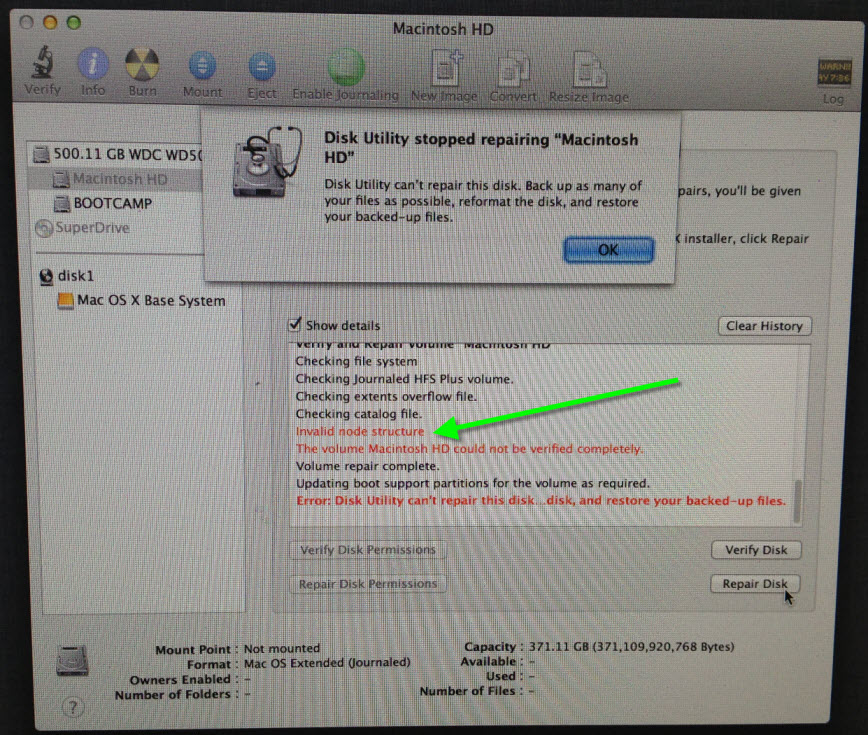 Invalid Node Error On Mac OS X