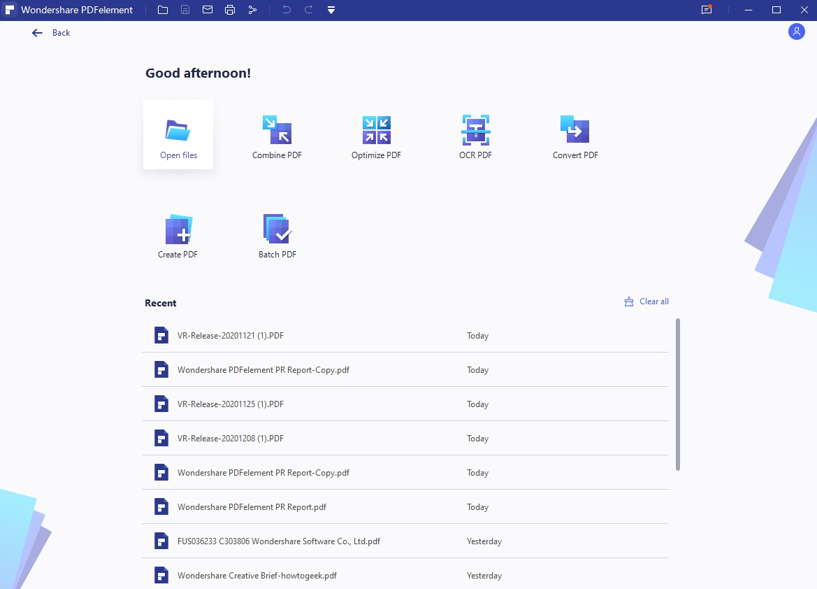 wondershare pdfelement shortcuts stop