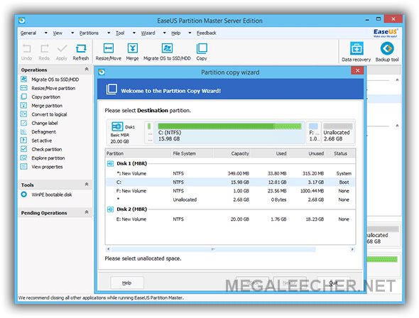 create a partition using easeus partition master 10.5