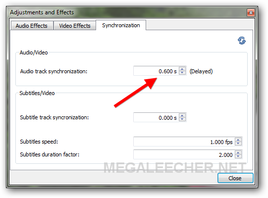 VLC audio sync