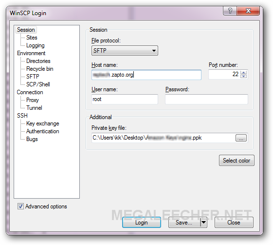 WinSCP setup