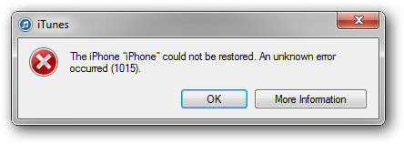 iTunes error 1015