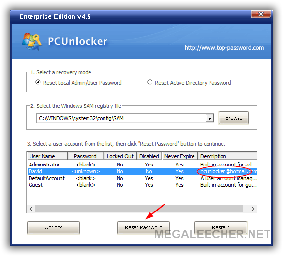 PCunlocker Windows 10 Password Reset