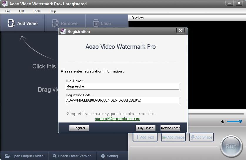 Video Watermark Registration