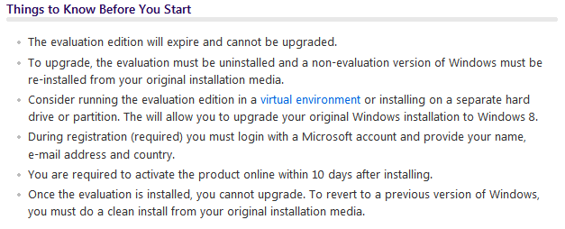 Windows 8 evaluation