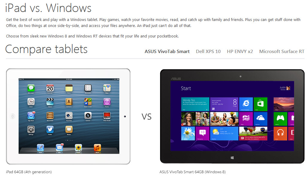Windows 8 Tablet vs iPad