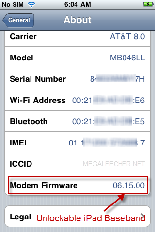 iPad baseband 06.15.00