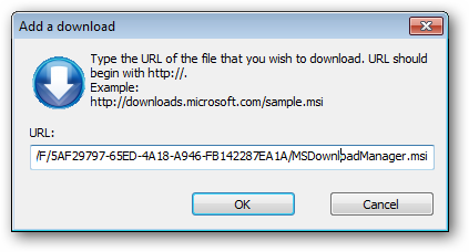 Microsoft Download Manager Add new URL