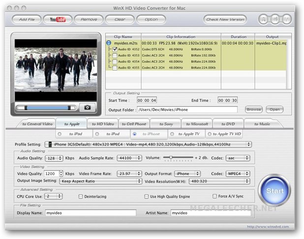 WinX HD Video Converter for Mac