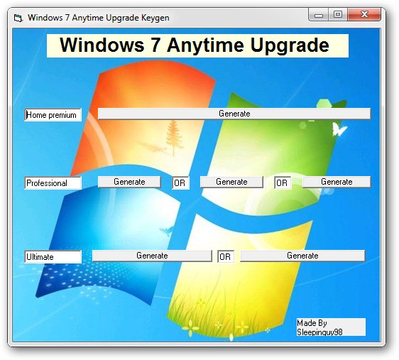 Windows 7 Anytime Upgrade CD-Key Generator
