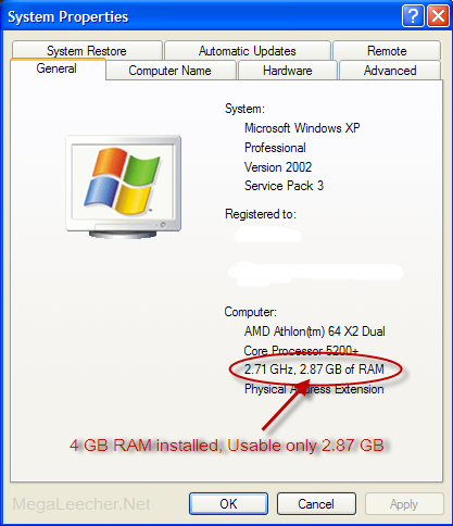 Windows XP RAM Display