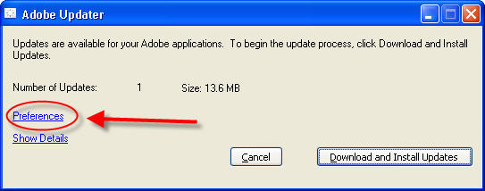 Disable Adobe Updater Step 3