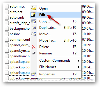 Edit cpbackup-exclude.conf File