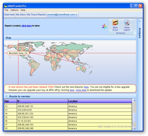 eMailTrackerPro eMail Tracer In Action