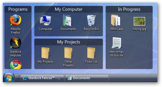 Desktop ICON organization using Fences