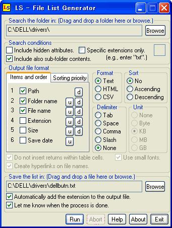 LS - File List Generator