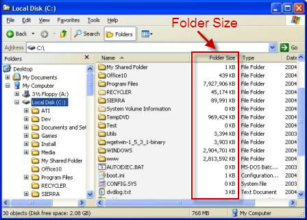 Vista Folder Size Column