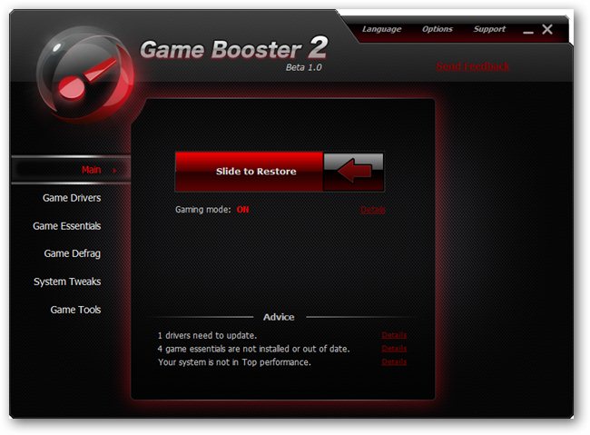 Game Booster Main Screen