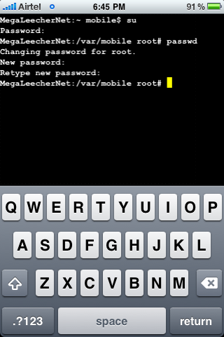 Chnaged iPhone Root Password