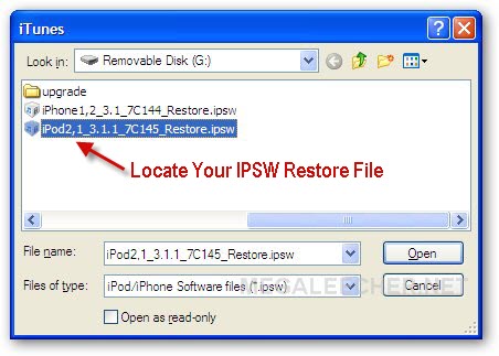 Browser iPod OS IPSW Restore File