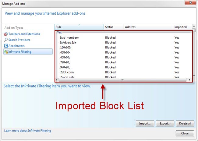 IE9 Adblock List