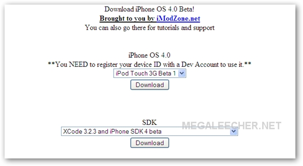 Apple iPhone OS 4.0 Beta 1 Leaked Download Links