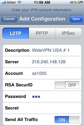 iPhone VPN Connection Configuration