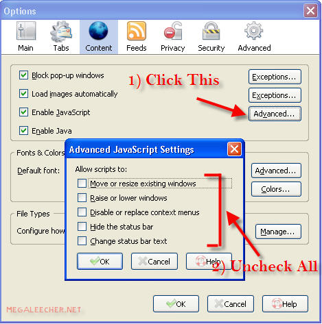 Firefox Disable Javascript annoyance