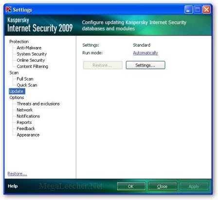 Kaspersky Update Settings