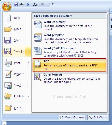 MS-Office 2007 Save As PDF Add-in