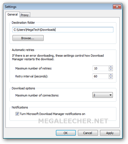 Microsoft Download Manager Configuration Window