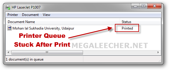 Stuck Print Job Queue
