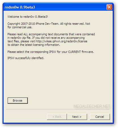 redsn0w 0.9 on Windows