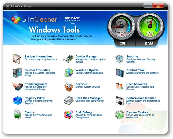 SlimCleaner Windows Tools
