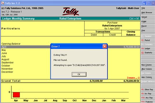 What is the solution to exit a Tally internal software exception C0000005?