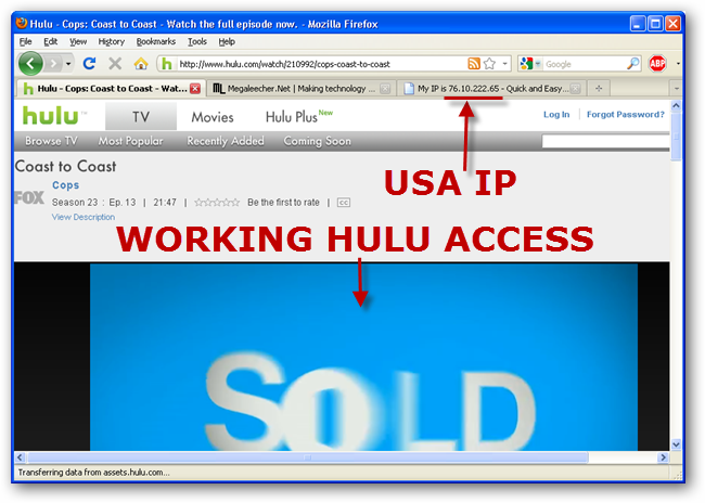 USA Proxy used to access hulu