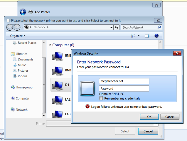 Windows Vista Network Printer Access Denied