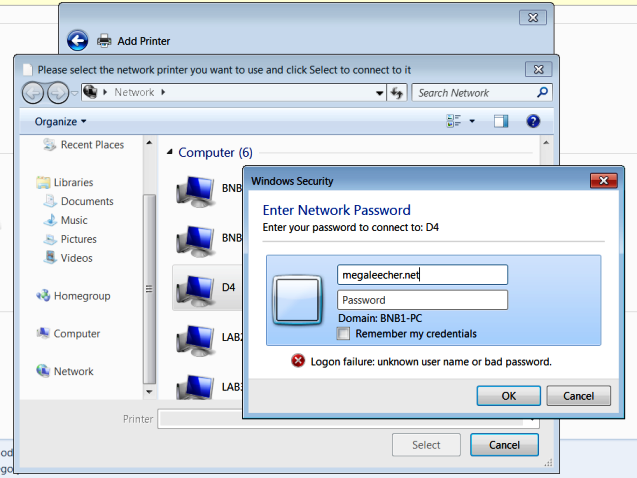 Windows 7 Printer Sharing Access Denied